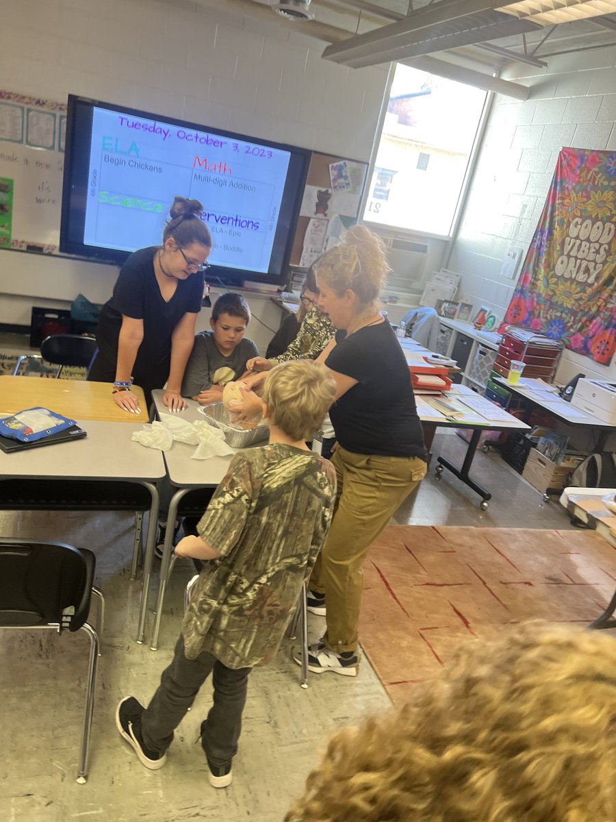 FoxfireK12's tweet photo. Mrs. Hardcastle’s class after reading about King Tut are mummifying chickens. She pulled out some old ones to show the students! #learningthroughexperiences #oldschoolgrit #chickenmummy https://t.co/HOSlSWeOZm