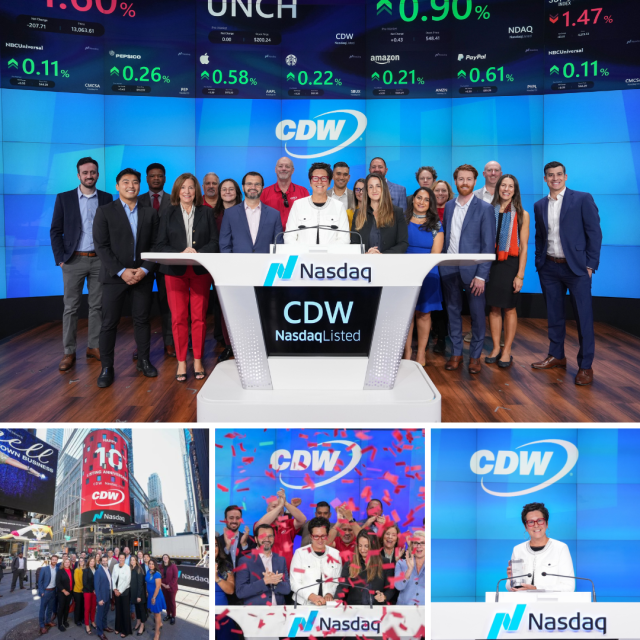 DeistTerri's tweet photo. Wow, what an experience! I'm honored to have participated in the @NasdaqExchange Opening Bell ceremony to celebrate ten years since @CDWCorp's IPO. Here's to another incredible decade! #NasdaqExchange #LifeAtCDW https://t.co/igLfb4vduR https://t.co/6EjeNHk0xa