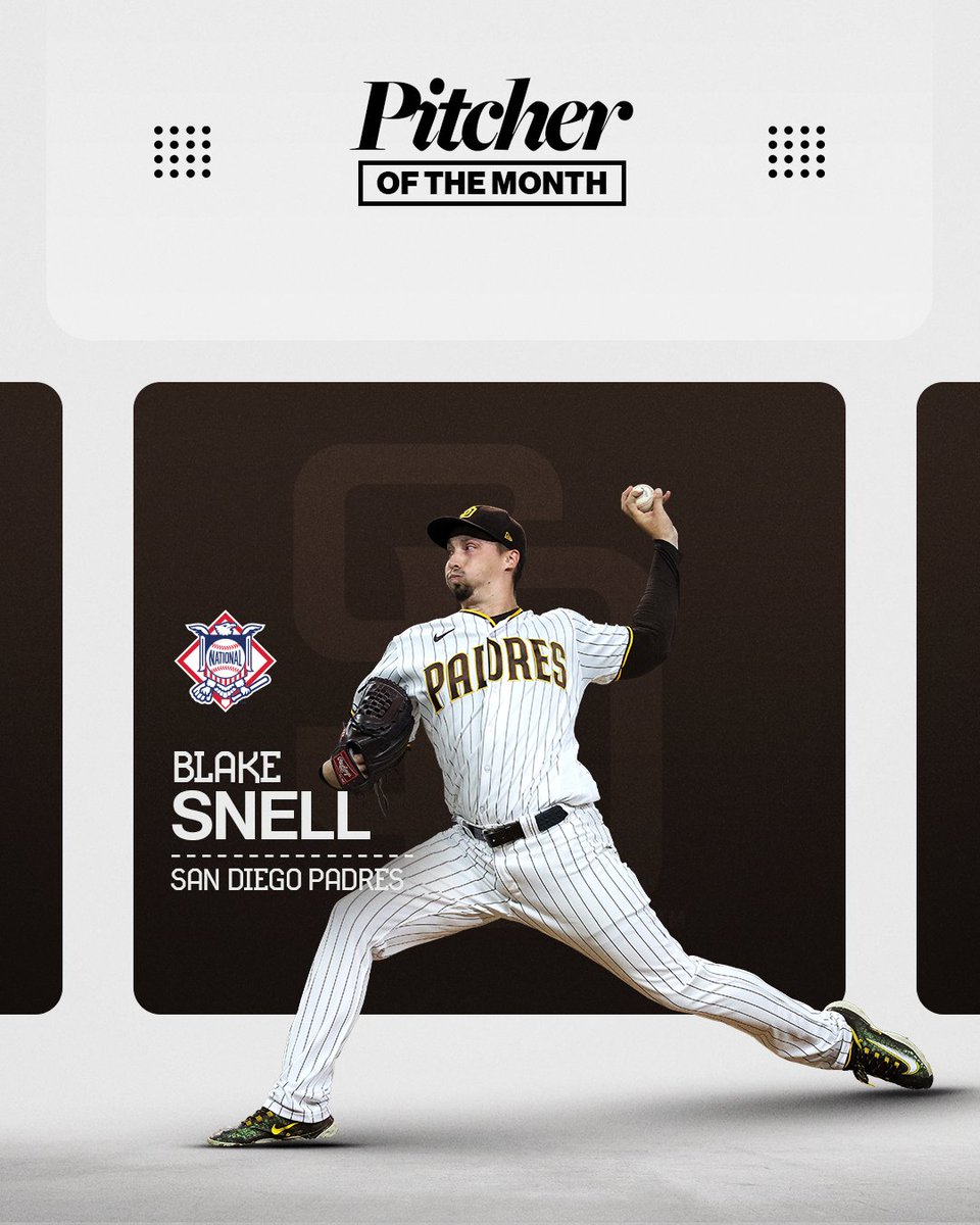 MLB's tweet photo. Tarik Skubal: 4-0, 0.90 ERA, 30 IP, 43 K, 0.60 WHIP
 
Blake Snell: 3-0, 0.58 ERA, 31 IP, 41 K, 0.87 WHIP

Your AL and NL Pitchers of the Month for September/October. https://t.co/UAWZlZwQuE