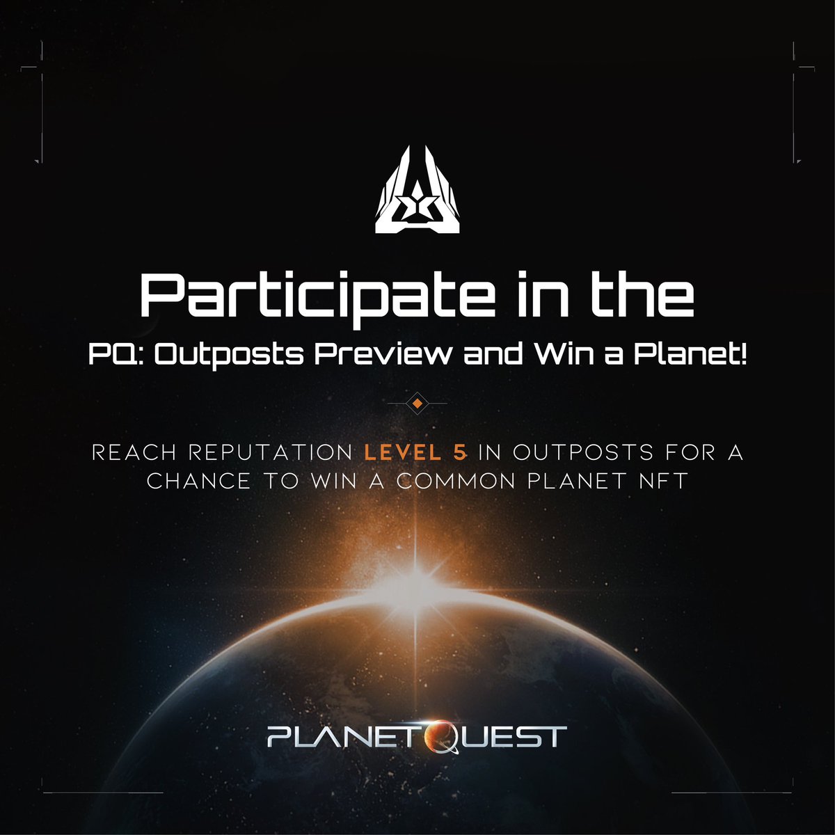 JoinPlanetQuest's tweet image. Contest time! 🏆

If you haven’t played our preview for #PQOutposts, now’s the time to join in 🚀

During the preview, everyone who reaches reputation lvl 5 becomes eligible to win one of three NFT Planets!