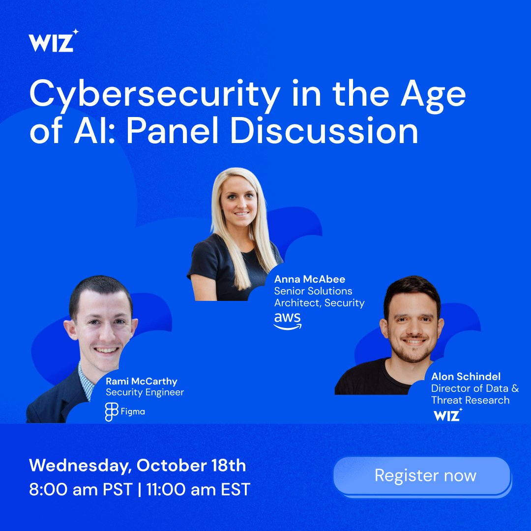 Get the hot take on how AI is impacting our security teams 🌶️ Join the conversation with experts from AWS (@amcabee13), Figma (@ramimacisabird), and Wiz (@41thexplorer) as they decode the impact of AI on security. Register today: wiz.registration.goldcast.io/events/c21751a…