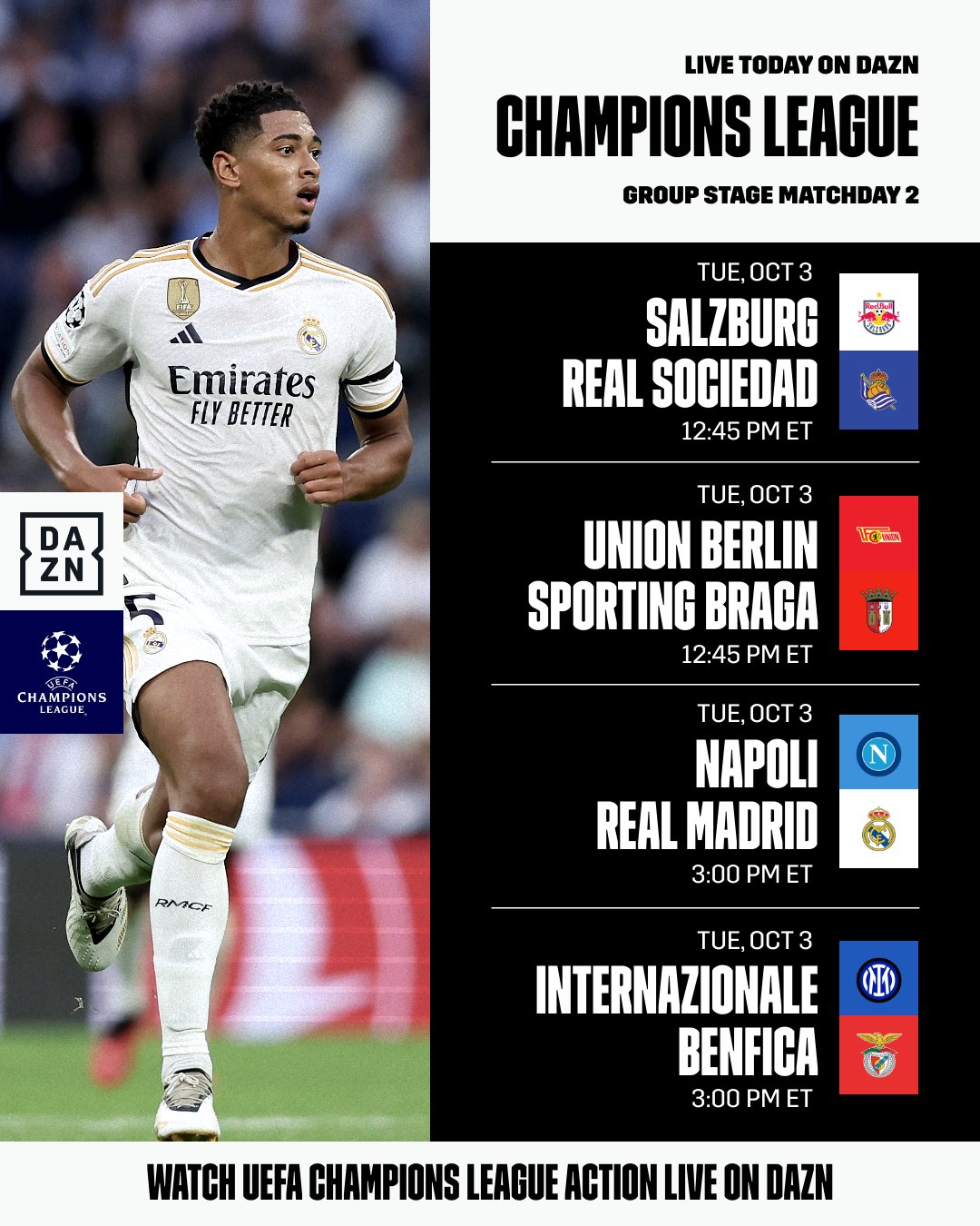 Dazn uefa champions league 2025