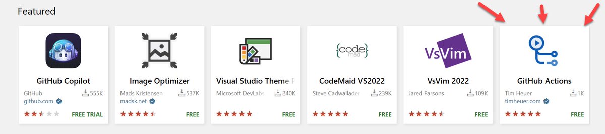 One of my projects is being featured on the VS Marketplace right now! 'If you use @VisualStudio and @GitHub Actions, this is a must have extension.' - Tim Heuer, CEO of Tim Heuer Enterprises. 📖Read more about it: timheuer.com/blog/github-ac… ⬇️ marketplace.visualstudio.com/items?itemName…