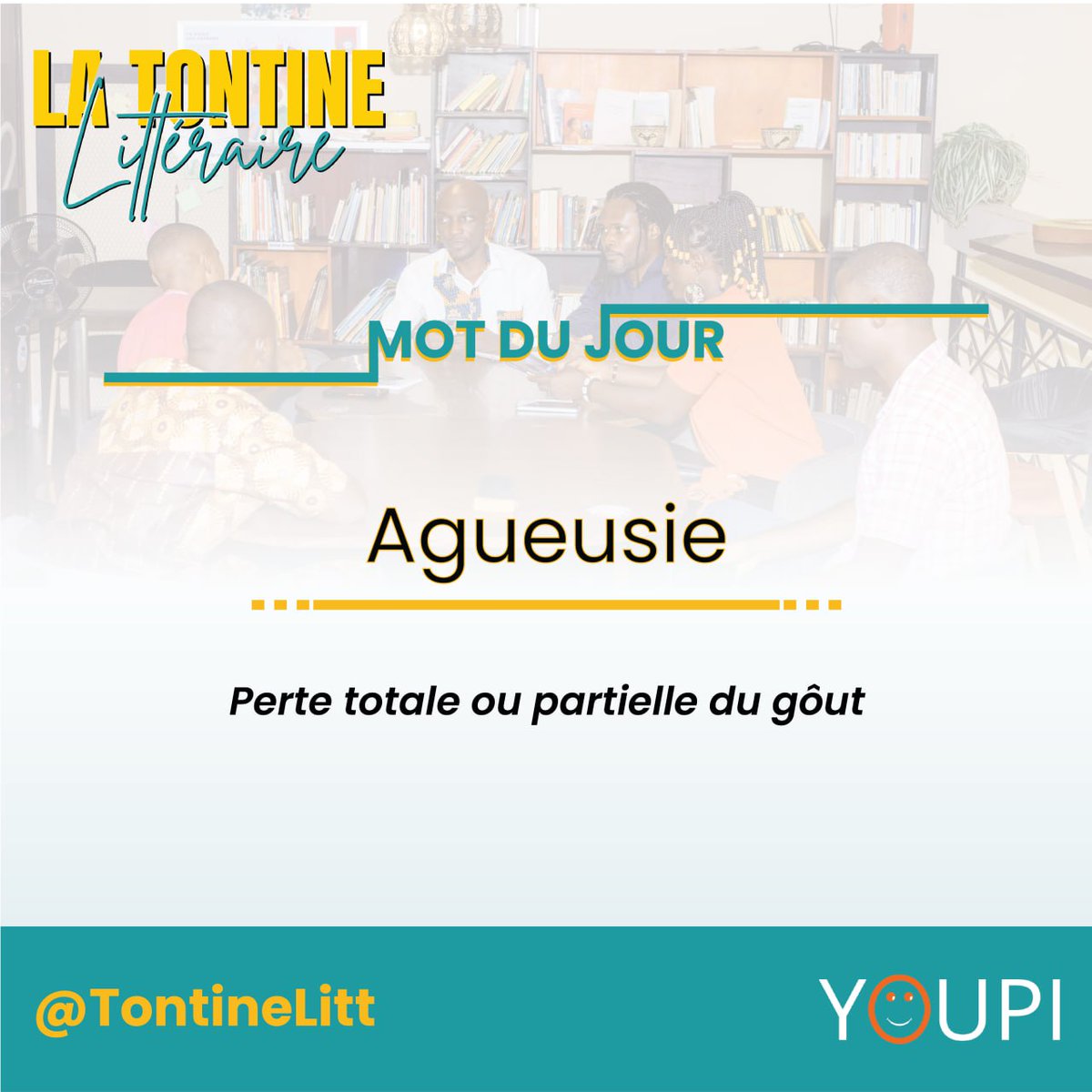 Mot du jour : Agueusie
Exercez-vous afin de l'intégrer à votre vocabulaire.

Généralement quand le goumin entre par la porte, l'agueusie entre quelques secondes après par la fenêtre 🤭