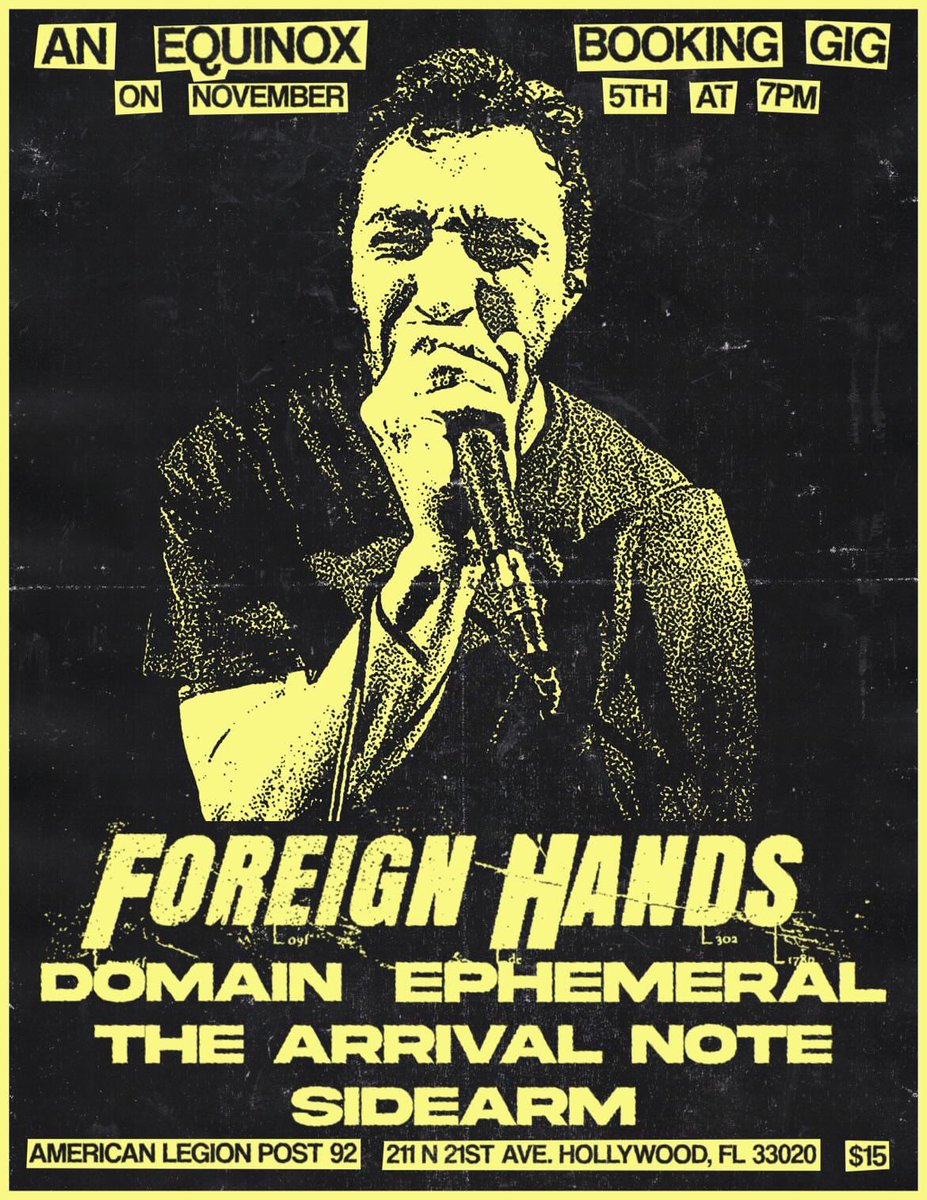 One more off date show before we link up with Dying Wish in November - SFL 11/5 for the first time in a while with Domain, Ephemeral, The Arrival Note, and Sidearm. Tickets at the door.