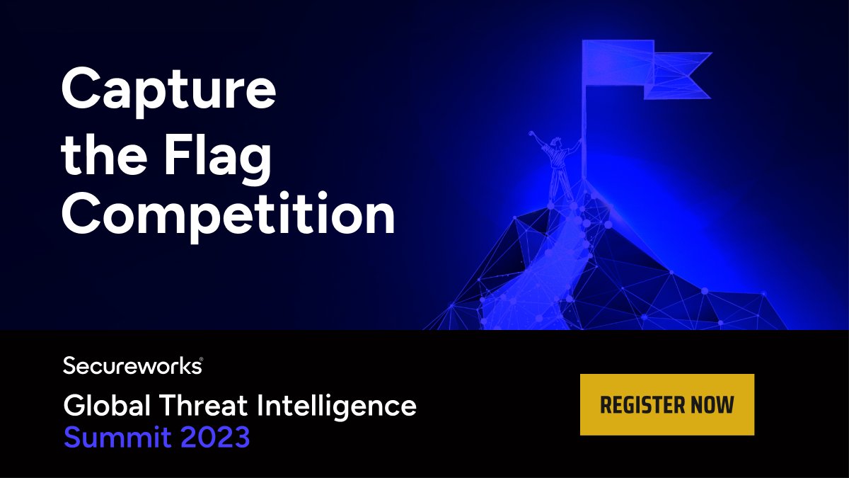 Secureworks's tweet photo. It's time for capture the flag! 🏃‍♀️🚩The contest went live today! Check your email for that link. 

You can still register for the #TISummit23 to participate, test your skills and win up to $500! https://t.co/TGngmhNRgY

📆 October 4 | Virtual 💻
#cybersecurity #IncidentResponse https://t.co/yyNFWgRaxV
