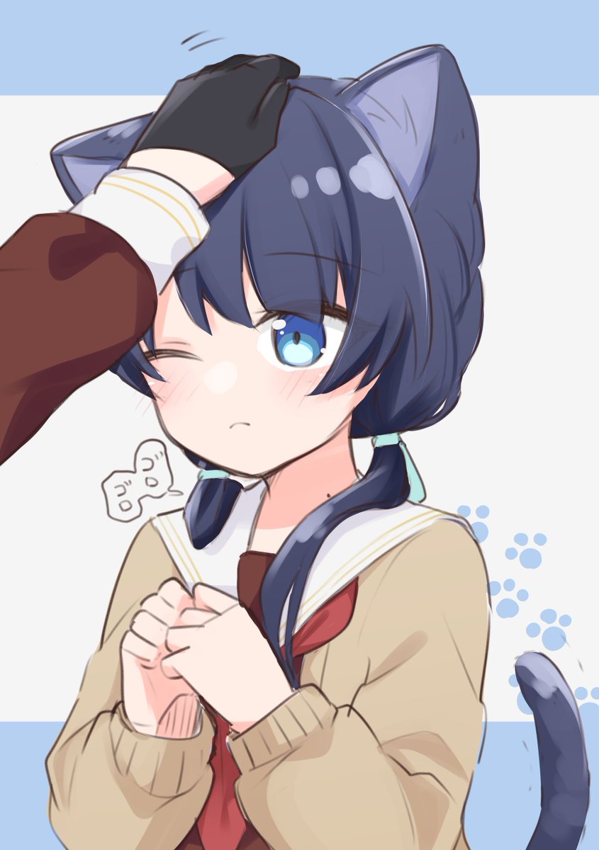 animal ears blue eyes cat ears tail cat tail headpat twintails  illustration images