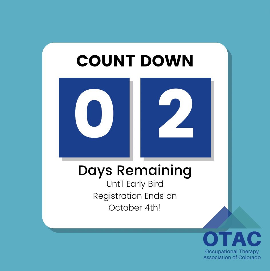 ONLY 2 MORE DAYS TO REGISTER! 

Space is limited! Only 14 spaces available to attend this year's conference!

**There will be no registration options available after October 4th**

Click here to register: otacco.org/page-1075418?f…