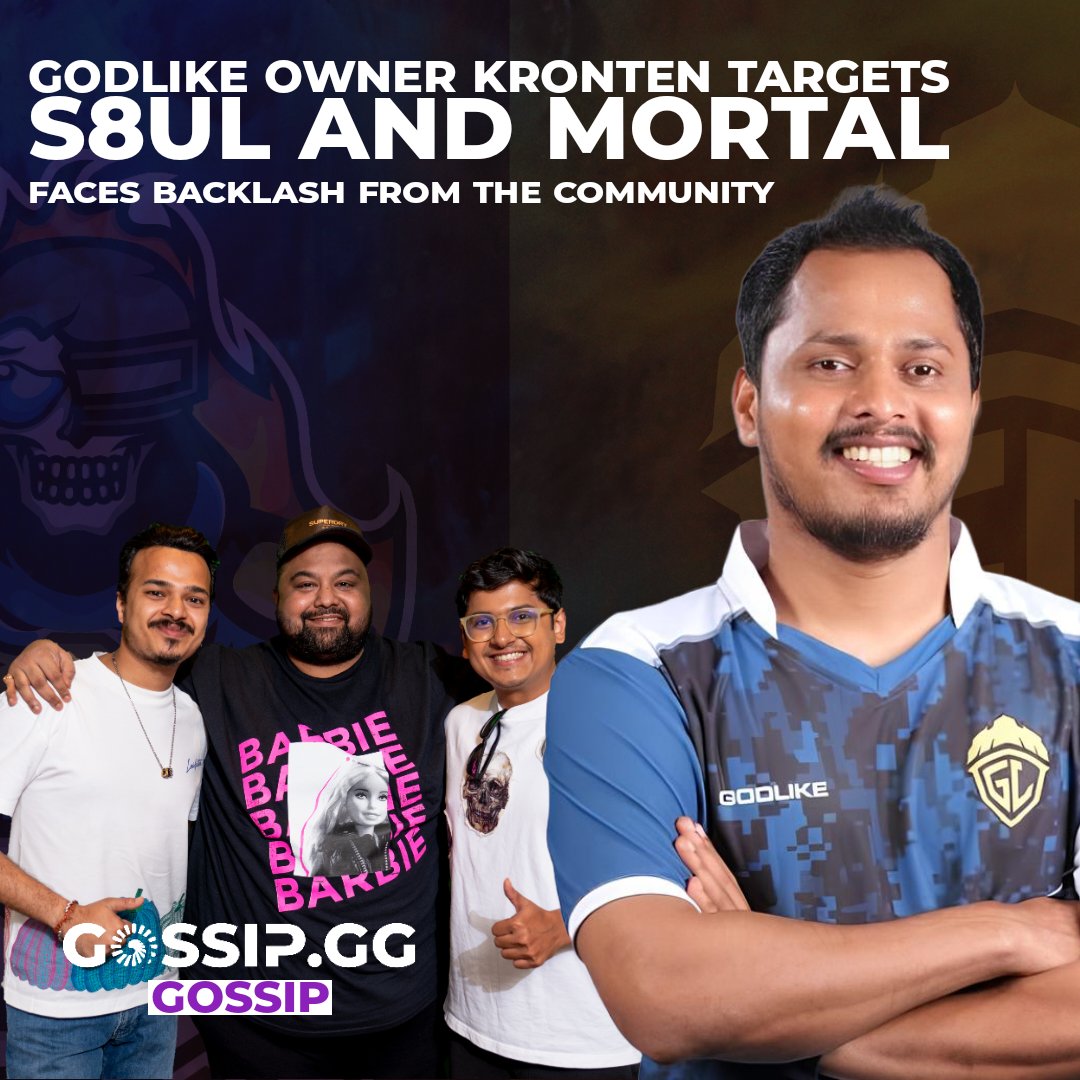 'Time To Draw Lines!' 
Kronten Tries to Troll Mortal and S8UL, receives backlash 👀

Read More About The Gossip At Gossip.GG!
🔗gossip.gg/gossip/news/go…

#S8UL #GodL #IndianGaming #GossipGG