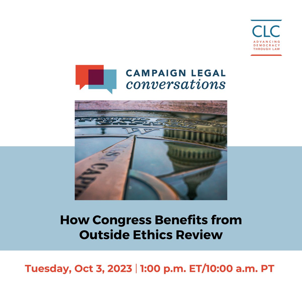 Today's the day! Join us at 1:00 p.m. ET for 'How Congress Benefits from Outside Ethics Review', a #CampaignLegalConversations event. There's still time to RSVP to join us: campaignlegal.org/events/how-con…