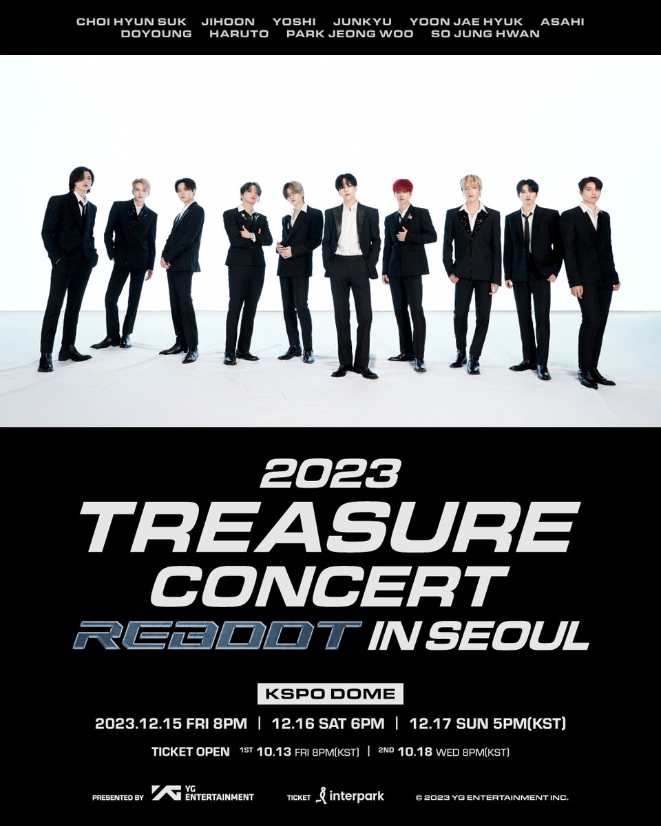 Dopiyoung's tweet photo. Get ready, Teume! The TREASURE [REBOOT] concert tour is happening this December for three incredible days at KSPO DOME. Mark your calendars and get ready for journey like no other. We can’t wait to see you there, ready to create unforgettable memories together! https://t.co/pt5PurrkD6