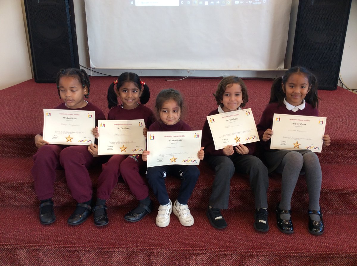 MountStewartSch's tweet photo. Congratulations to these superstars in the infant school for achieving the 7R's certificate! #tmsscommunity https://t.co/7DcTbTiZNY