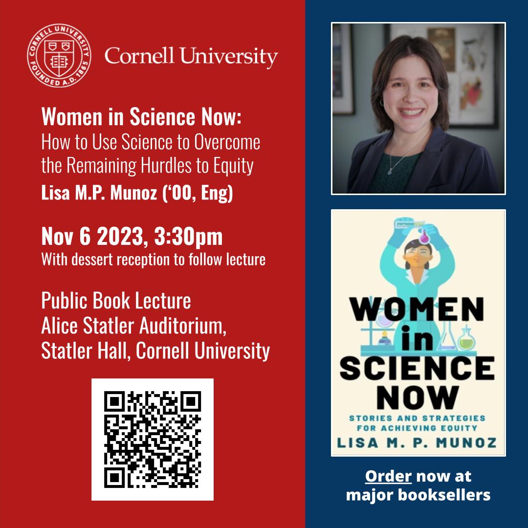 Stupendously excited to return to my alma mater @Cornell to talk about gender equity in science, 11/6. In addition to a public lecture, honored to be invited as a guest lecturer for @CornellBiolabs @CU_BIOG3500 @CornellSciComm Register: cornell.ca1.qualtrics.com/jfe/form/SV_cz… #WomenInSTEM
