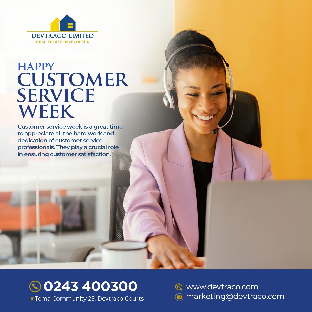 DevtracoLimited's tweet image. Happy Customer Service Week! It&apos;s a time to celebrate and appreciate the dedicated professionals who go above and beyond to ensure customer satisfaction. 
#DevtracoCourts #DevtracoLiving #DevtracoGroup #CustomerServiceWeek #CustomerService