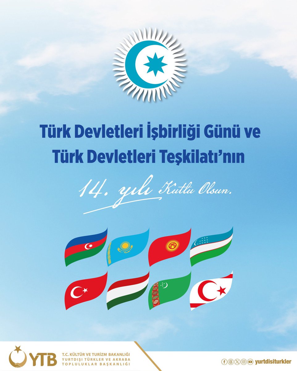 GUVENAtilla's tweet photo. Türk Devletleri Teşkilatı'nın 14. yıl dönümü ve  3 Ekim Türk Devletleri İşbirliği günümüz Kutlu Olsun!
🇦🇿🇰🇿🇰🇬🇹🇷🇺🇿🇭🇺🇹🇲
Biz Birlikte Daha Güçlüyüz! 
Biz Birlikdə Daha Güclüyük! 
Біз Бірге Мықтымыз! 
Биз Бирге Дагы Күчтүүбүз! 
Biz Birgalikda Kuchliroqmiz! 
Biz Bilelikde Has Güýçli! https://t.co/hk53renAEv