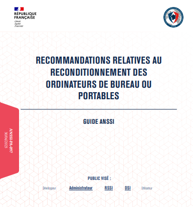 ANSSI_FR's tweet photo. [#MardiConseil]

📚 Dans le cadre de la loi anti-gaspi, l’@ANSSI_FR publie le guide des recommandations relatives au reconditionnement des ordinateurs de bureau ou portables. 💻

Rendez-vous ici 👇
https://t.co/yqk9d9bUDc

 #Cybersécurité #ANSSI https://t.co/J70eiuuKal