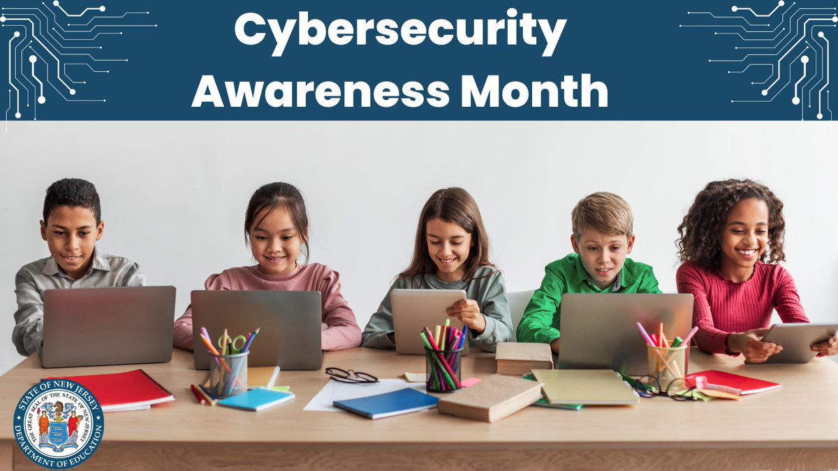 NewJerseyDOE's tweet photo. October is Cybersecurity Awareness Month! Students can be the target of cyber-attacks in our digitally driven world Learn more about online security: https://t.co/SbThUktjH7 #SecureOurWorld https://t.co/XdjU9rF7Qf