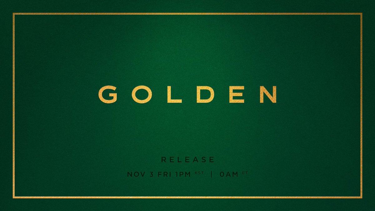 BTSxBRAZIL's tweet photo. 🚨 "Golden", álbum solo do #JUNGKOOK será lançado dia 03/11 à 01h00 da manhã (🇧🇷)!

"“GOLDEN” é um álbum inspirado nos momentos dourados do Jungkook, o golden maknae do BTS e artista solo. O álbum traz um total de 11 faixas, incluindo os singles digitais lançados anteriormente "Seven (feat. Latto)" e "3D (feat. Jack Harlow)".

Jungkook fará apresentações especiais no palco e fará várias aparições junto com o lançamento de “GOLDEN”. Por favor, aguardem por isso e continuem apoiando Jungkook enquanto ele embarca em sua jornada de primeiro álbum solo."