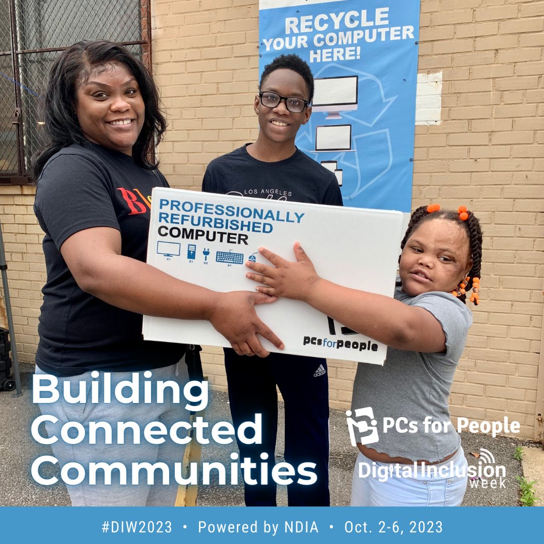 🚀 Tech should be for everyone! At PCs for People we work to support #DigitalInclusion through low-cost computers for families whose household income is less than 200% of federal poverty guidelines, which is about $60K for a family of four. #DigitalEquityNow #DIW2023