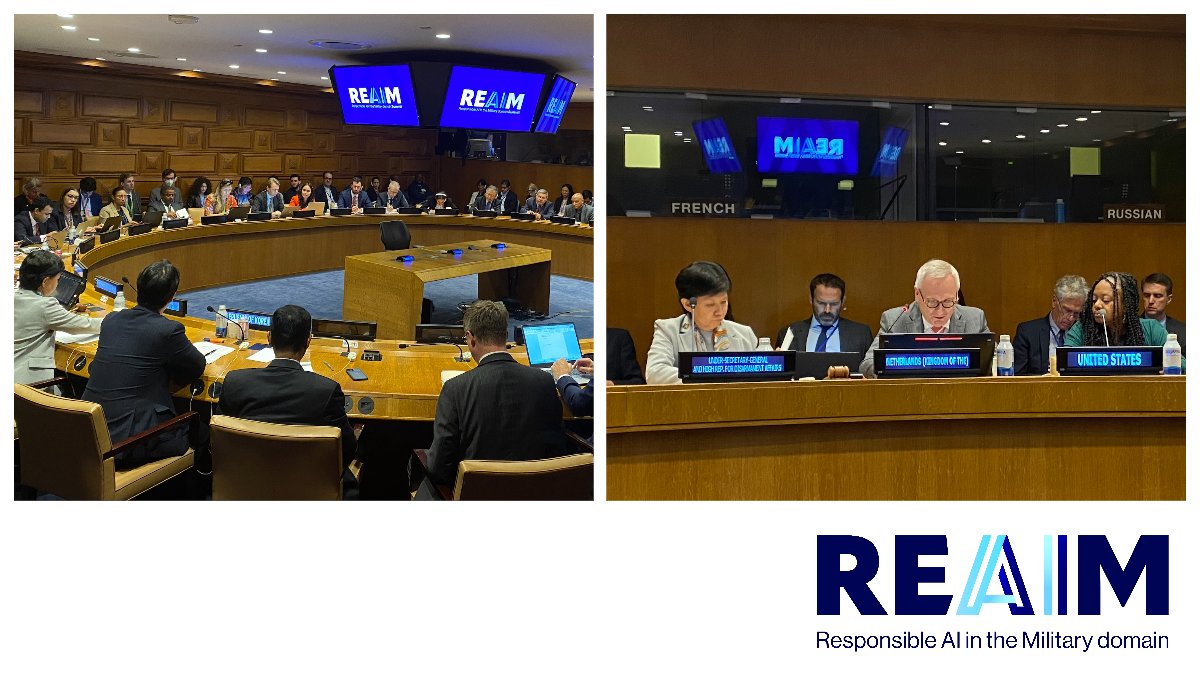 Thank you to all who participated in the UN #FirstCommittee side event on Responsible AI in the military domain, co-hosted by <a href="/NLatUN/">Broken link hijacking POC</a> and <a href="/ROK_Mission/">Republic of Korea Mission to the UN🇰🇷🇺🇳</a>. The debate underlined the need to deepen the inclusive and global dialogue on the implications of AI in the military domain. 1/2