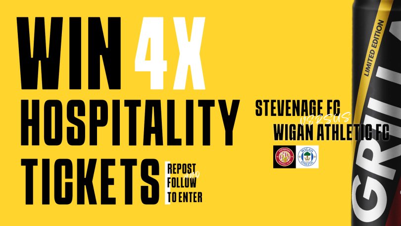 🚨 GIVEAWAY TIME! 🚨

Our friends at <a href="/GetGrilla/">GRILLA</a> are giving away 4️⃣ hospitality tickets to Saturday’s game! 🤩

To enter, simply: 👇

⚽️ Follow <a href="/StevenageFC/">Stevenage FC 🔴⚪</a>
🦍 Follow <a href="/GetGrilla/">GRILLA</a> 
🔁 Repost this post 

Winner drawn on Friday! 🗳️