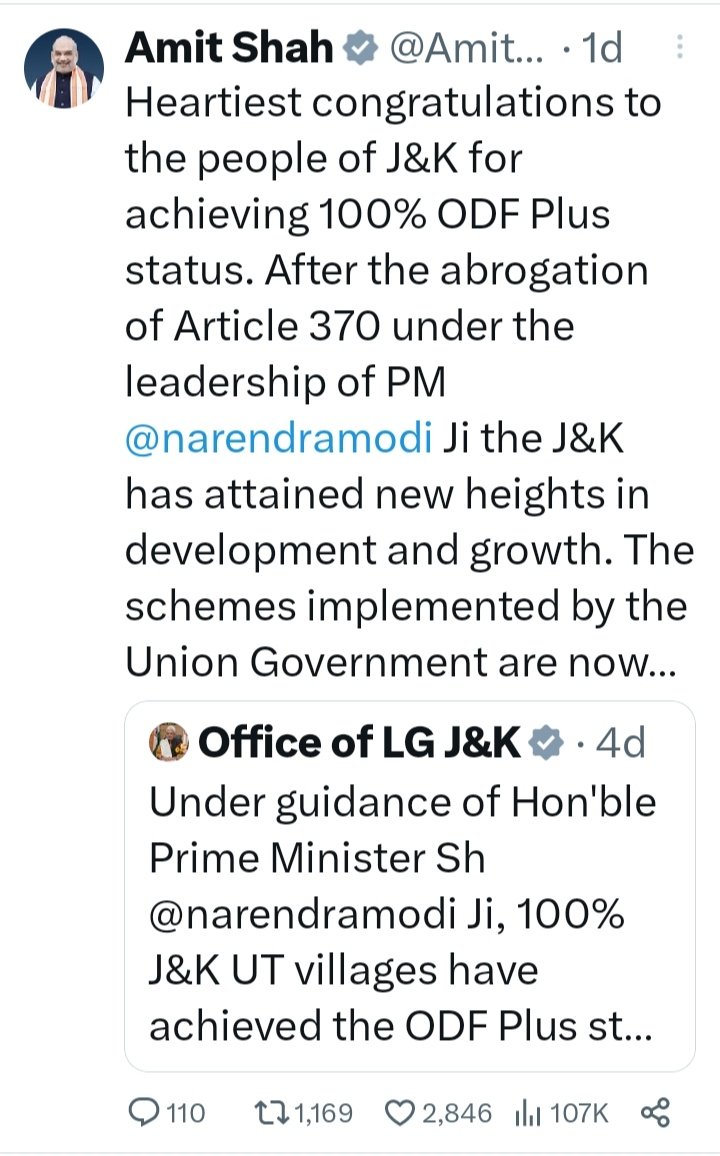 AcpDoda's tweet photo. PM & HM congratulate J&K for 100% villages achieving ODF Plus Model status
#ODFplusModelJK #ODFPlusModelDoda
@PMOIndia @OfficeOfLGJandK @DrJitendraSingh @arunkumarmehta @mandeep082
@Rameshkumarias @vishesh_jk @CeeDeeSingh @jkrddpr @mission_sbm @diprjk @adbhut_doda @DistrictDoda https://t.co/eHlHXCKg5J