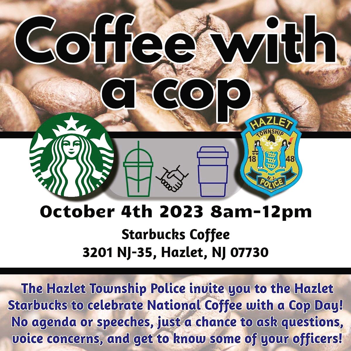 Enjoy a cup with us tomorrow at Starbucks in Hazlet!