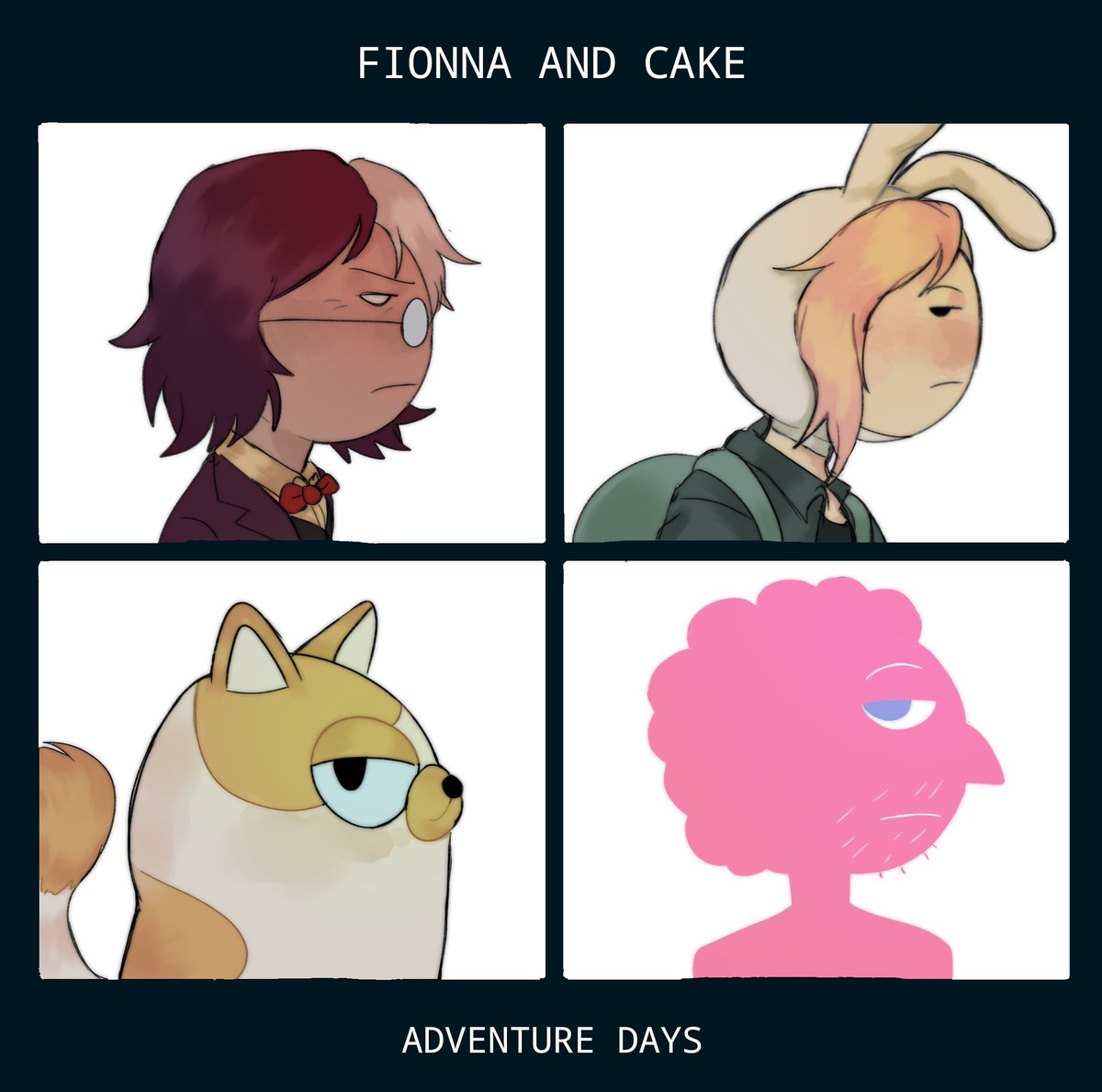 bittermintz's tweet photo. just had a vision #FionnaAndCake #SimonPetrikov #FionnaCampbell #CakeTheCat #PrismoTheWishmaster https://t.co/i39Dkljw0I