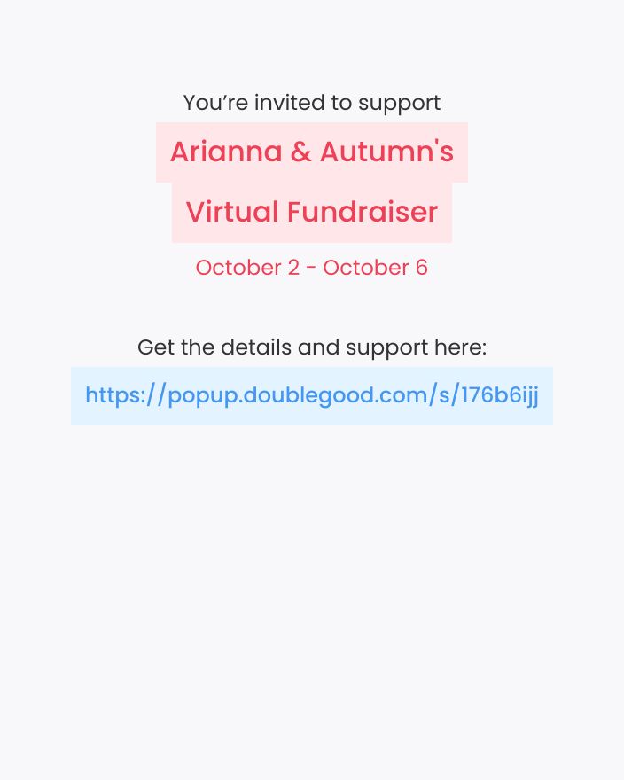 Hi! I’m doing a virtual fundraiser selling Double Good ultra-premium popcorn for 4 days from Monday, Oct 2 - Friday, Oct 6. Get all the details and support here: popup.doublegood.com/s/176b6ijj
