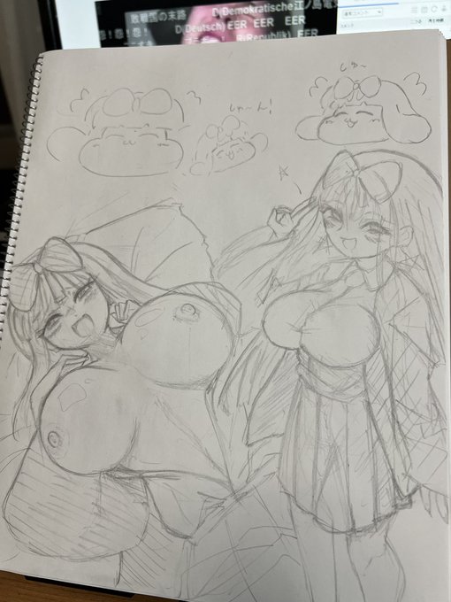 Apple Pencilくん復活するまでは紙と鉛筆で春ちゃん描くか〜! 