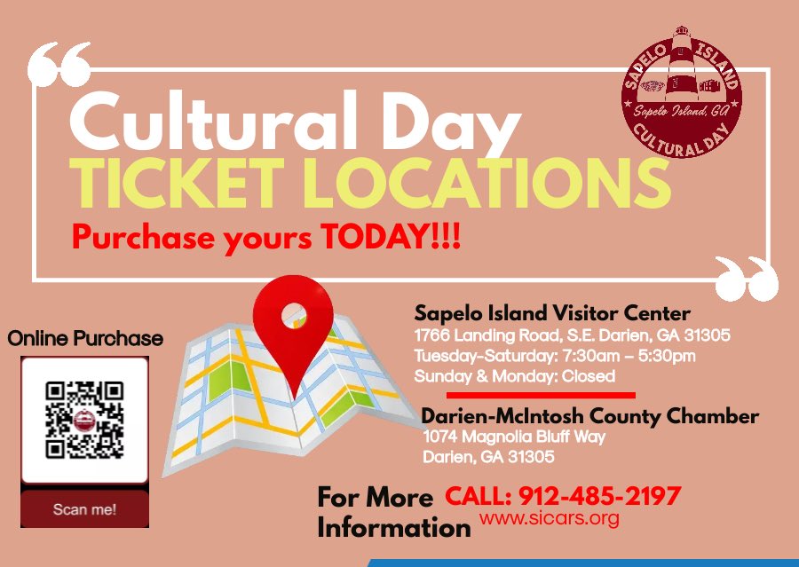 Still dont have your Cultural Day tickets? Its not too late to purchase! Join us October 21st on Sapelo Island for a day of celebration and heritage!