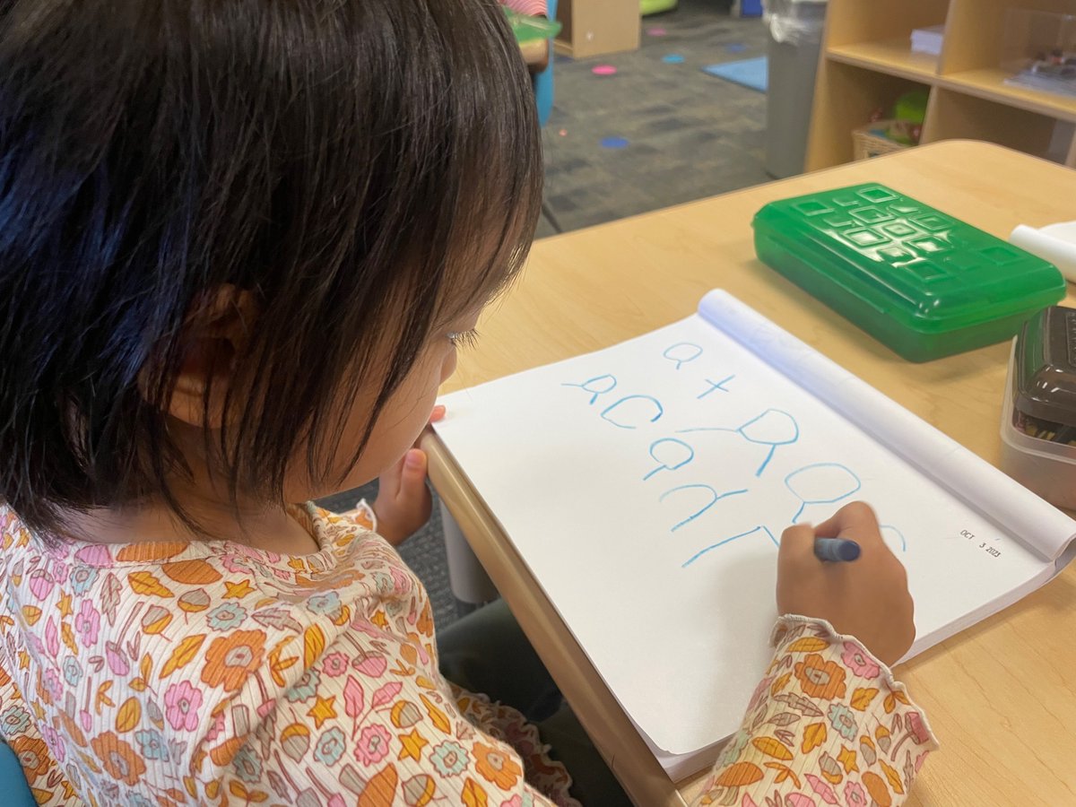 PetruninPreK's tweet photo. We are incorporating our new sight word “at” into our writing today! @GunstreamFrisco @MsGomez_teaches https://t.co/skmsCpmX8E