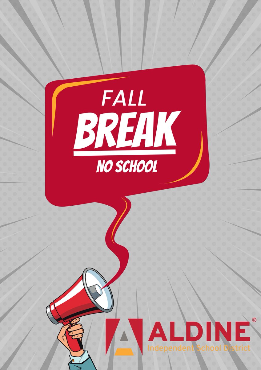 📢 Friendly reminder! Students will have a fall break from October 9-13 next week. Monday, October 9 is a day off for all students, including those at ADSY Campuses. Enjoy your well-deserved break! View the official calendar for the year, visit shorturl.at/kCOP4 #MyAldine