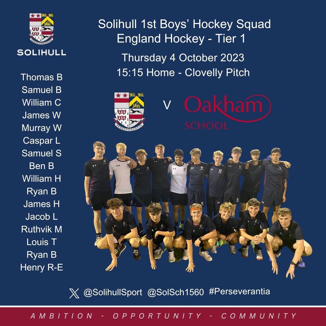 SolihullSport's tweet image. A big day lies ahead with both our 1st XI Boys and Girls Hockey teams opening their Tier 1 campaigns tomorrow against Oakham School! It would be great to see as much support as possible! #ambition #opportunity @solsch1560