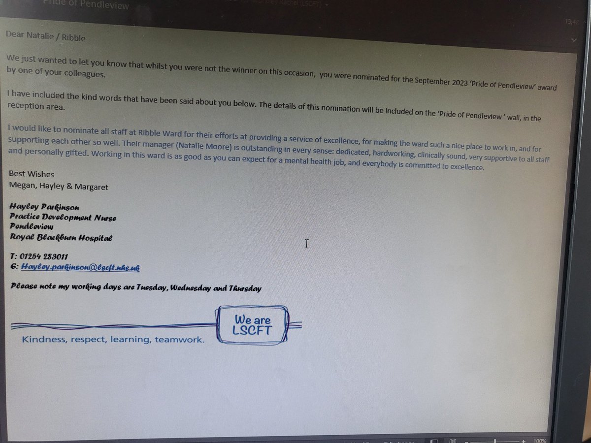 natski89's tweet photo. So happy to have won Septembers pride of pendle award ๐ฅฐ
To read this feedback is amazing and i am so greatful ๐
To add to this my wonderful team and i recieved 8 nominations in total for ribble which is amazing feedback to read and super proud of everyone ๐
#teamribble https://t.co/jE7cAHIeGV