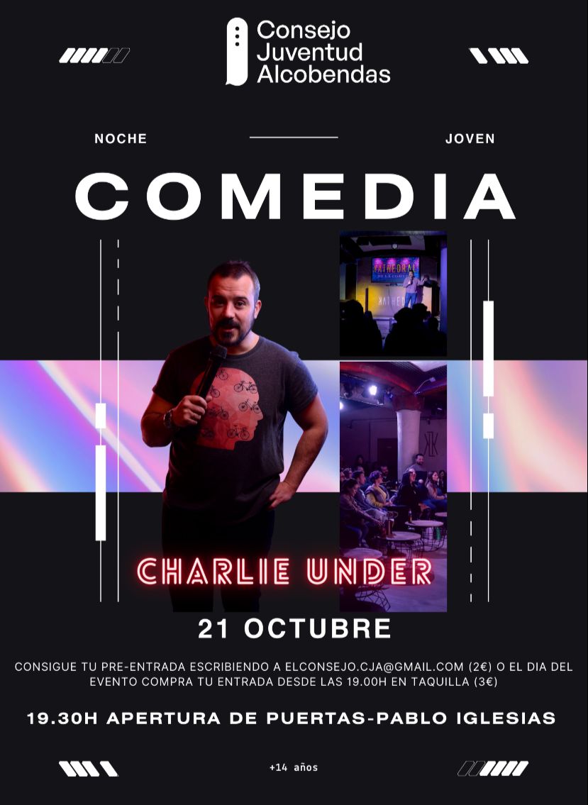NOCHE JOVEN DE COMEDIA!! Consigue tu pre-entrada a través de nuestro correo elconsejo.cja@gmail.com o en puerta el día 21 oct a partir de las 19:00h. TE ESPERAMOS CON GANAS DE DISFRUTAR Y ECHARNOS UNAS RISAS! TE LO VAS A PERDER?