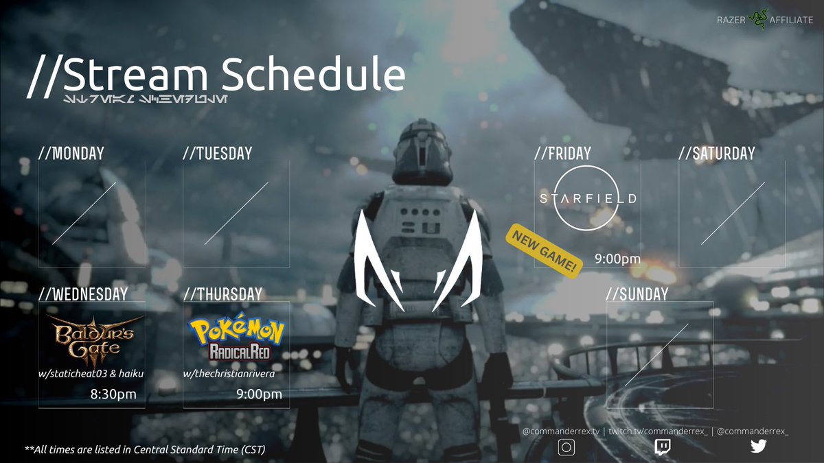 CommanderRex_'s tweet photo. Back on schedule 💪🏽 see you online! 

#razerstreamer #gamerdad #SmallStreamerCommunity #SupportSmallStreamers 

https://t.co/ssALe1WxZv https://t.co/NQQApfpbmA