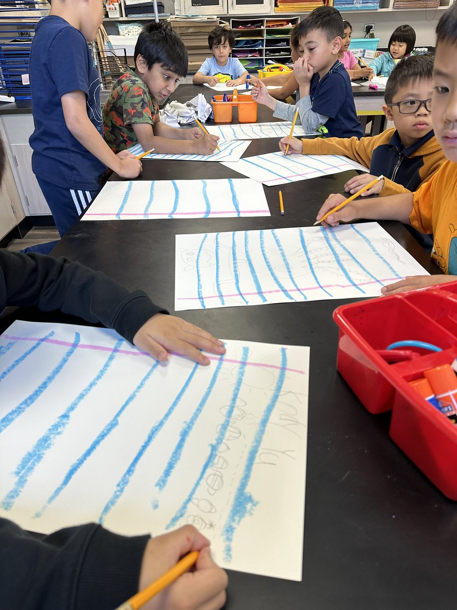 2nd grade started their Mr. Doodle inspired art pieces today! ✏️ 🌀