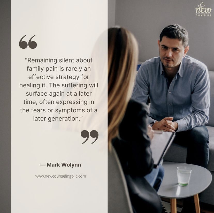 “Remaining silent about family pain is rarely an effective strategy for healing it. The suffering will surface again at a a later time, often expressing in the fears or symptoms of a later generation.”
-Mark Wolynn 
#generationaltruama #MentalHealthMatters