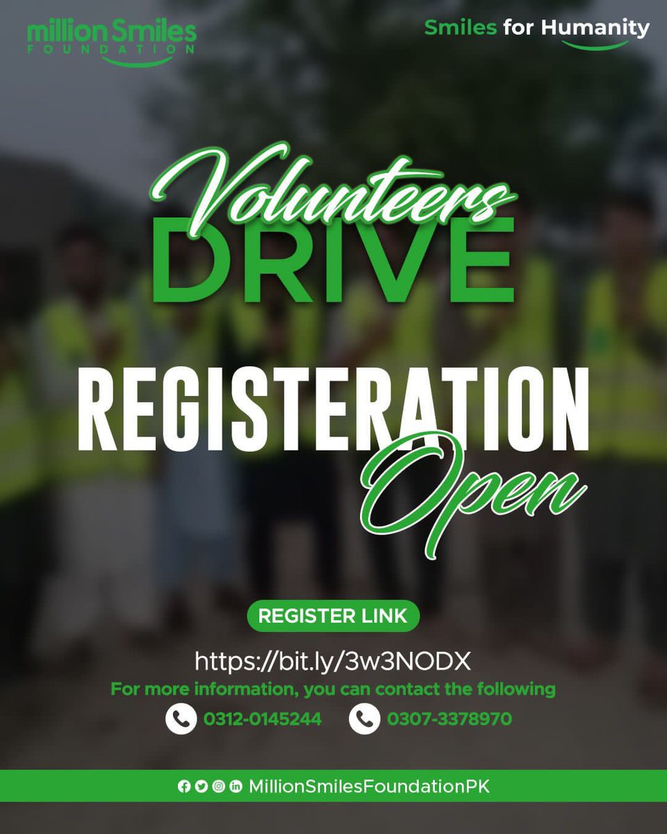 ZeenatActivist's tweet image. Let&apos;s heal the world, become VOLUNTEER of &quot;Smiles for Humanity&quot; 

Apply now: 
bit.ly/3w3NODX
 you can contact the following.
0312-0145244
0307-3378970
Email: millionsmilesfoundationpk@gmail.com
#MillionSmilesFoundation 
#SmilesForHumanity 
#JoinMSF_AsVolunteer