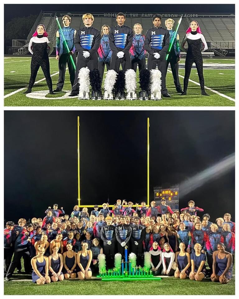 milton_band's tweet photo. Caught some 🏆🏅 in our spiderweb 🕸️🕷️ last night at Contest of Champions! Brought home title of tournament Grand Champion! 🏅🏆
Thanks to East Jackson High School for a wonderful evening of music! 
#withgreatpower #miltonband #RepTheM #miltonguard #miltonpercussion https://t.co/Y0Wi0y7KXU