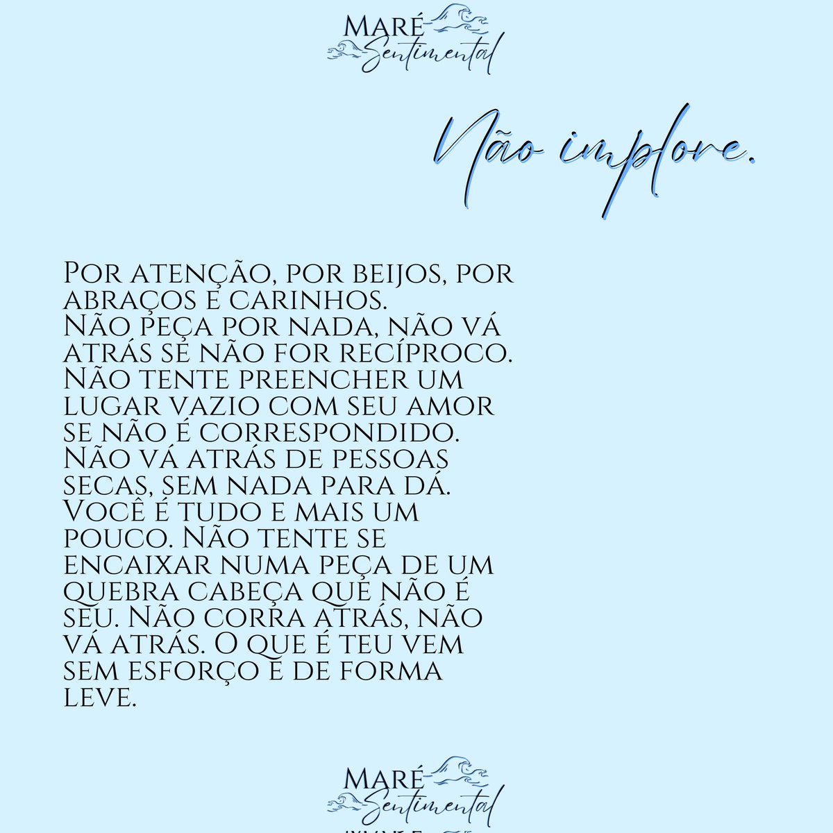 maresentimental's tweet image. Por atenção, por beijos, por abraços e carinhos. 
Não peça por nada, não vá atrás se não for recíproco. Não tente preencher um lugar vazio com seu amor se não é correspondido.
Não vá atrás de pessoas secas, sem nada para dá. Você é tudo e mais um pouco.