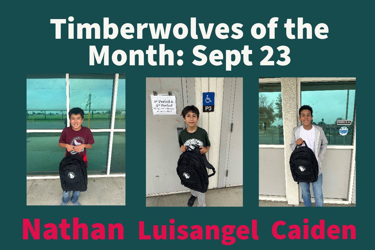 Congratulations, to our September Timberwolves of the Month! #Ibelieveinfusd