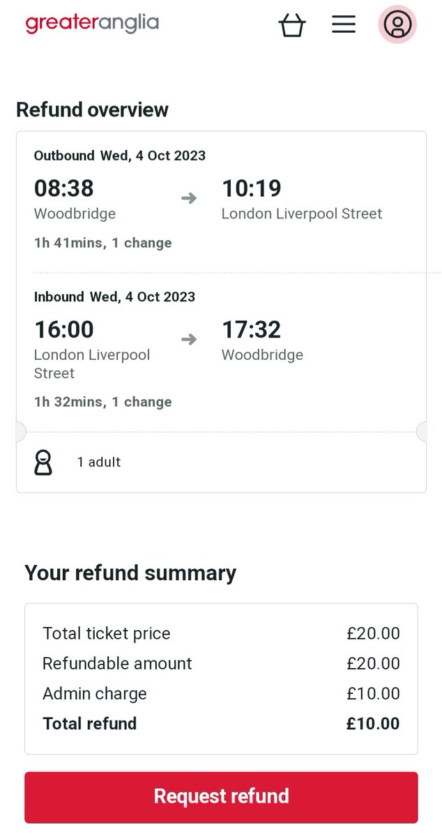 RobNeeds's tweet photo. @greateranglia my travel tomorrow is affected by strikes and I'm told in an email if things don't work for me don't worry I can request a refund but your system still wants to put an admin fee to me for something I'm offered a refund for due to operator issues not mine.. https://t.co/PI2cffRzZh