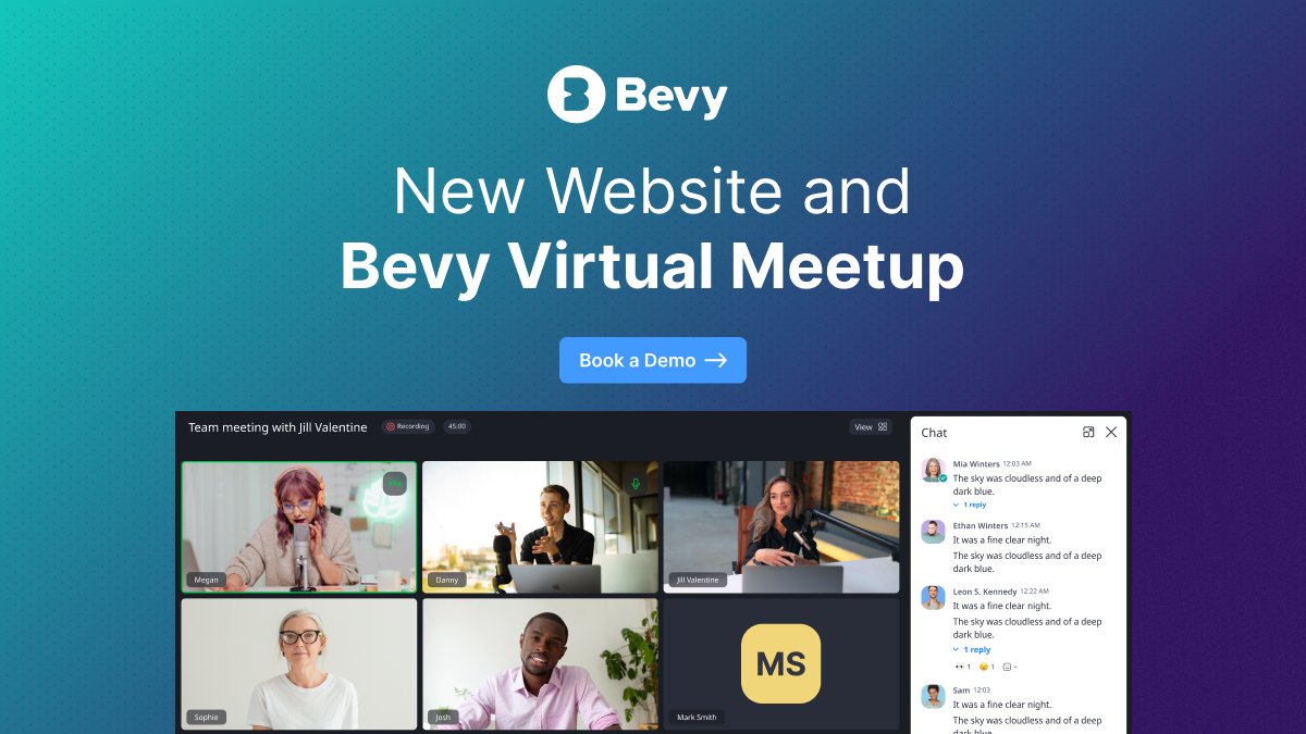 🔥 Say hello to Bevy Virtual Meetup! Transform your user group and meetup events with this game-changing platform. Explore more on our brand new website: bevy.com