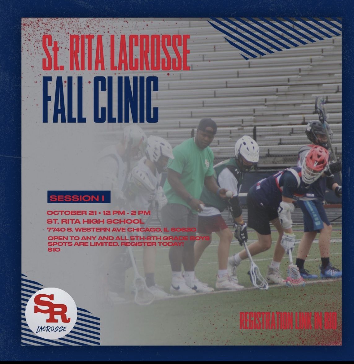 StRitaLacrosse's tweet image. Fall is the perfect time to work on your game! Our Clinic will go over skills for every position to help your game grow. Join us for a fun filled Saturday afternoon! Sign up link is in bio, open to all 5th-8th grade boys regardless of skill level. #Stritalacrosse