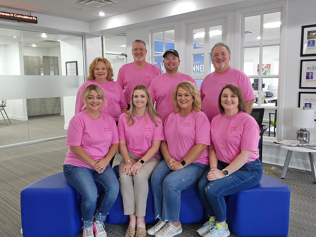 Hendrickson_WR's tweet image. Paint the Town Pink was this past weekend!!  We donned our pink shirts designed by our very own Cayce G to show our support!   #pttp #awareness