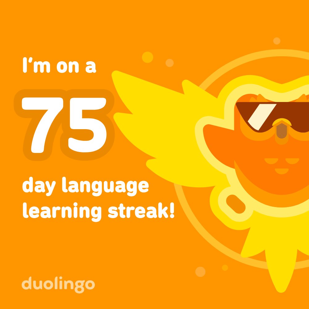 RHN211's tweet image. Duolingo is my new addiction, and I&apos;m not ashamed. 75 days of Duolingo down, many more to come and I&apos;m not stopping here!!! 

#Duolingo #japanese #learnwithDuolingo #75daystreak #LearningIsFun