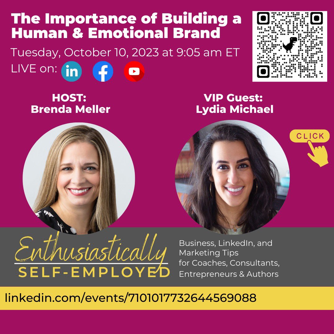 BlendedCollect's tweet photo. Join Brenda Meller and our founder @Lydia_Michael on LinkedIn Live as they discuss the importance of brands that truly resonate on an emotional and human level.

Don’t miss the chance to transform your #marketing game! 

Register here: https://t.co/3wJcPteZdq

#brands #brandlove https://t.co/puwDNPYOmk