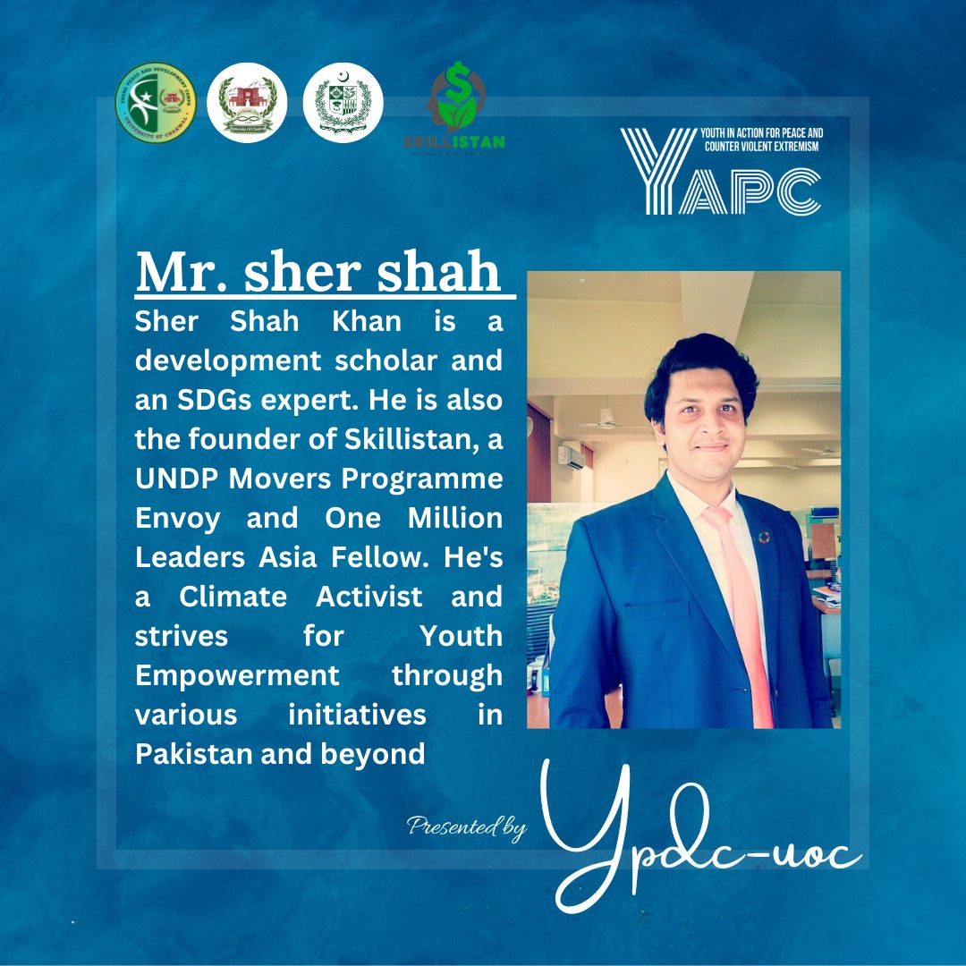 YpdcUoc's tweet photo. A Tremendous Thank You to Mr. Sher Shah Khan Bagash, the brilliant founder of @skill.istan and our cherished partner for the YAPC (Youth in Action for Peace and Countering Violent Extremism) Workshop! 🌍🕊️ Your unwavering guidance has been our guiding star. 
@skillistan https://t.co/DNd8hgi6v2